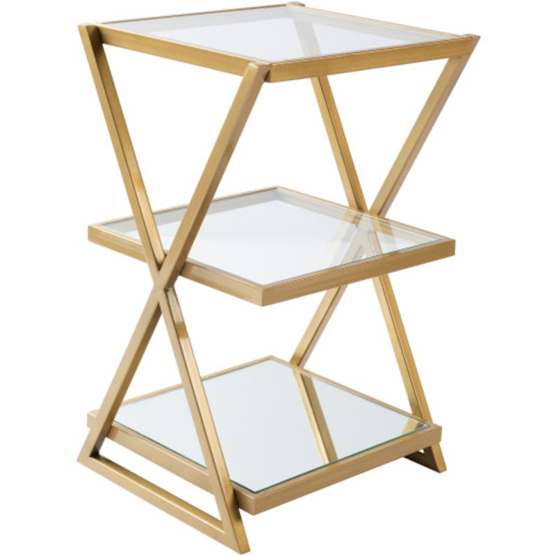 Urban Edge ALI-001 26″H x 15″W x 15″D Glass and Metal Table