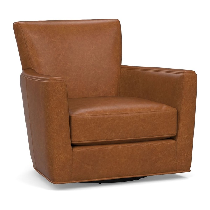 Irving Square Arm Leather Swivel Glider