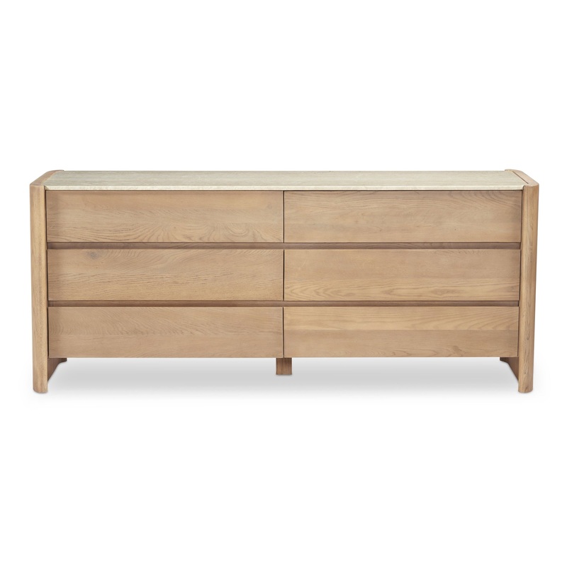 Modern Oak & Marble 6-Drawer Dresser