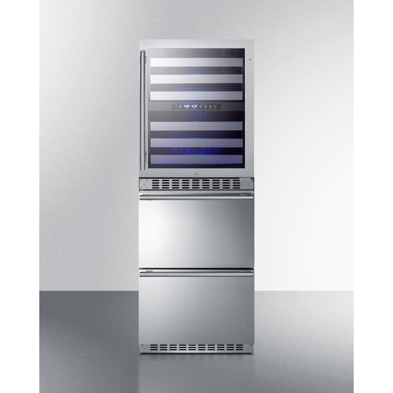 Summit SWCDRF24 24″ Wide Combination Dual-zone Wine Cellar and 2-drawer Refrigerator-freezer