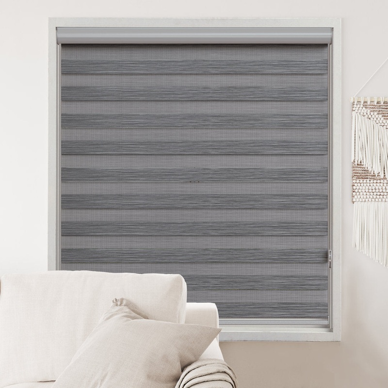 Zebra Blinds Window Dual Layer Roller Shades, Corded Horizontal Blind, Bedroom, Privacy, 72″ Length Symple Stuff Color: Gray Size: 31″W x 72″L