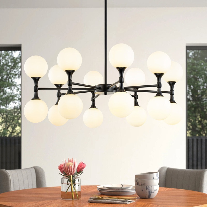 Azucena 16 – Light Dimmable Sputnik Modern Linear Chandelier Willa Arlo Interiors Finish: Matte Black
