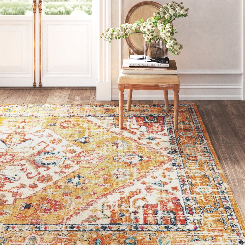 Baylee Oriental Yellow/Ivory Area Rug Kelly Clarkson Home Rug Size: Rectangle 3’9″ x 5’9″