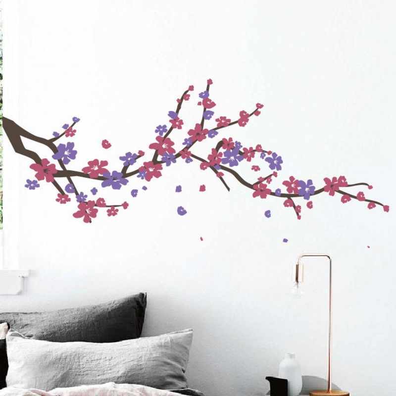 Cherry Blossom Branch Wall Decal Ophelia & Co. Color: Brown/Pink/Purple Size: 24″ H x 60″ W x 0.01″ D