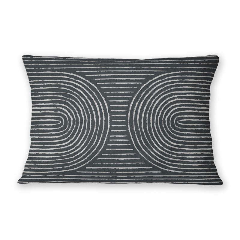 Shari Geometric Lumbar Pillow KAVKA DESIGNS Color: Charcoal Size: 18″ x 24″