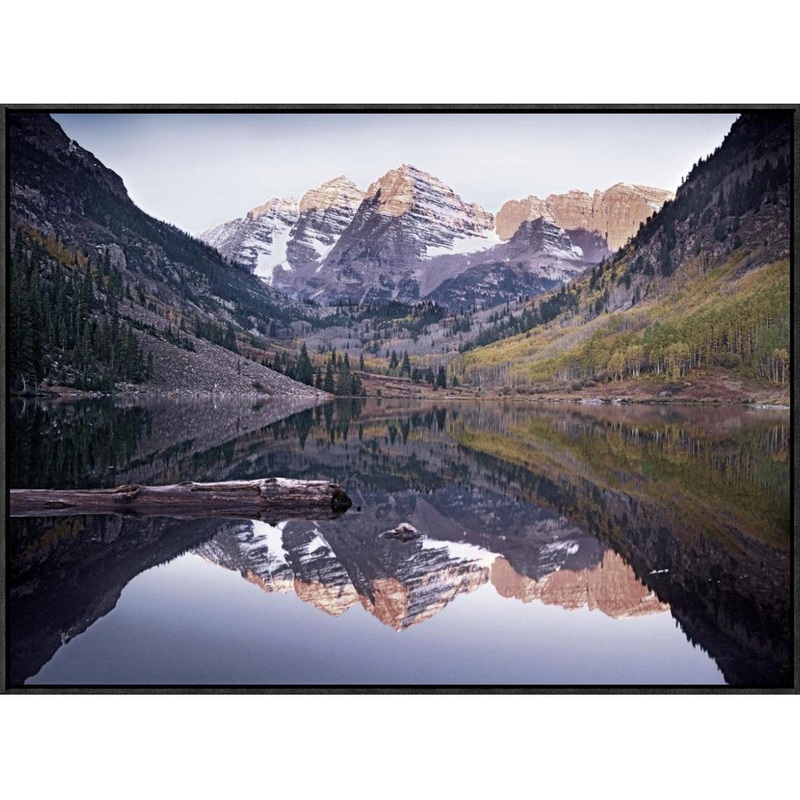 Maroon Bells Reflected in Maroon Bells Lake, Snowmass Wilderness, White River National Forest, Colorado by Tim Fitzharris Framed Photographic Print on Canvas Global Gallery Size: 24″ H x 32″ W x 1.5″ D