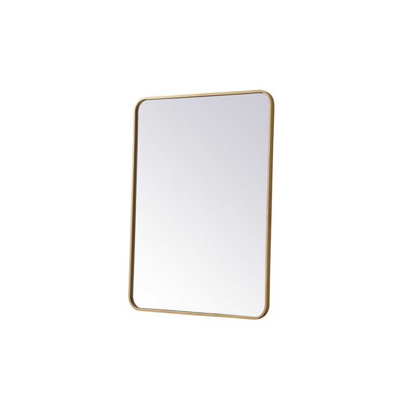 Sabine Metal Rounded Rectangle Wall Mirror RE/FINE Size: 36″ x 27″ Finish: Brass