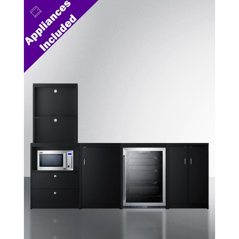 Summit CWSUITE95G 95″ Wide Casework Suite With Beverage Center and Microwave, ADA Height