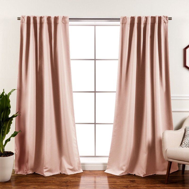 Bantam Solid Blackout Thermal Rod Pocket Curtain Panels (Set of 2) Ebern Designs Curtain Color: Blush Size per Panel: 52″ W x 96″ L