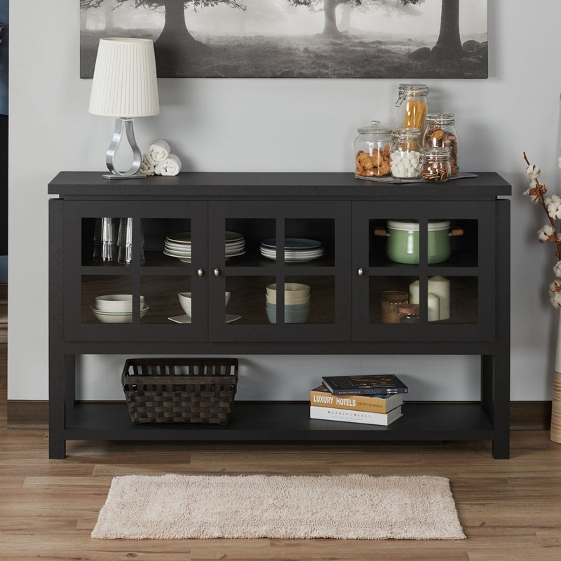 Tyndalls Park Turcotte 59″ Wide Buffet Table Laurel Foundry Modern Farmhouse Color: Black