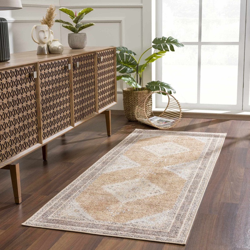 Albar Moroccan Machine Washable Brown Area Rug Foundry Select Rug Size: Runner 2’7″ x 7’3″