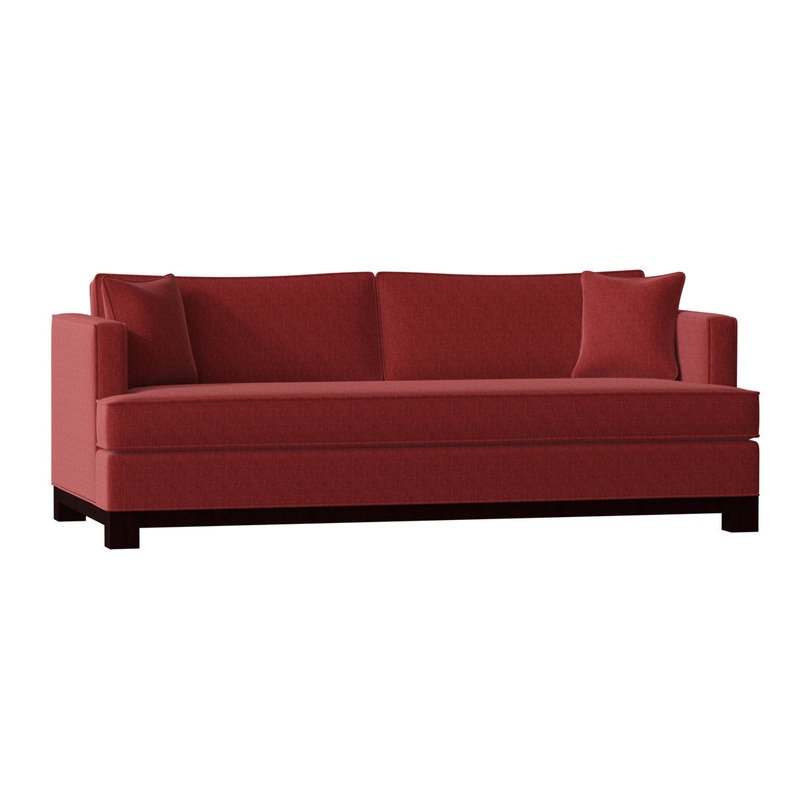 Cassidy Recessed Arm Sofa with Reversible Cushions Poshbin Leg Color: Dark Brown Size: 72 Inches Body Fabric: Key Ruby