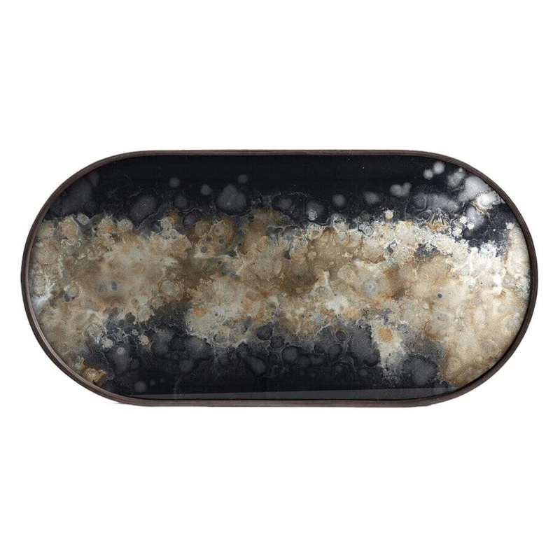Oblong Black Organic Glass Tray