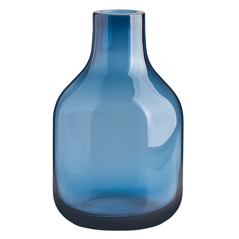 Aquista 8″ Hand Blown Art Glass Blue Table Vase