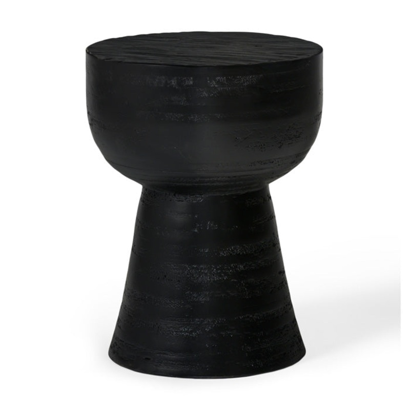 Artisanal Rustic Hardwood Side Table – Medium – Smoky Charcoal