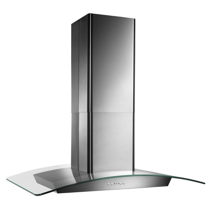 Broan Elite 35-3/8-Inch x 25-5/8-Inch Convertible Curved Glass Canopy Island Range Hood, 520 Max Blower CFM, Stainless