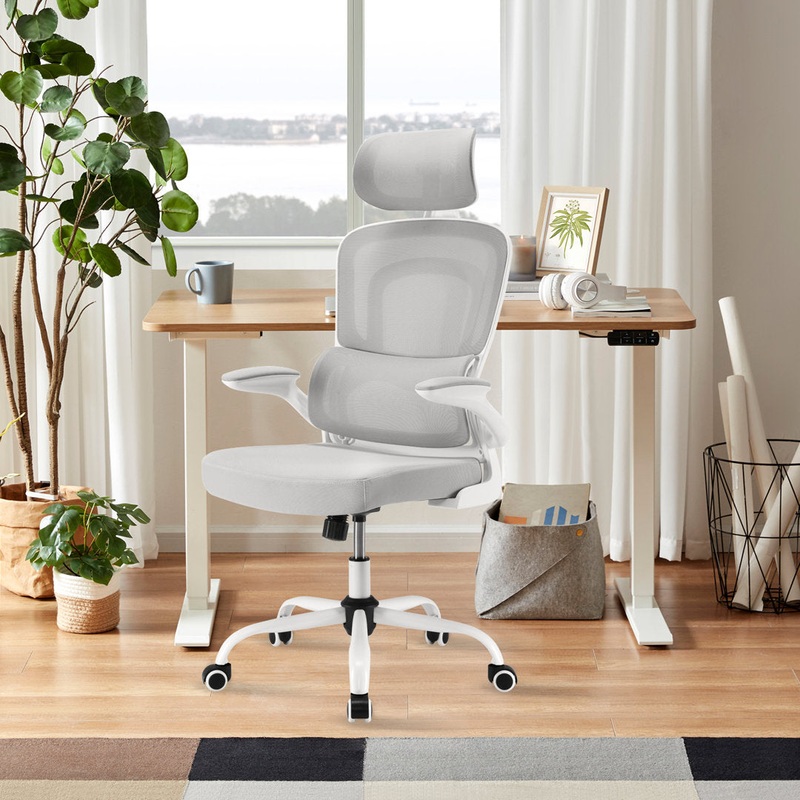 Ergonomic Polyester/Polyester Blend Office Chair Inbox Zero Upholstery Color: Gray