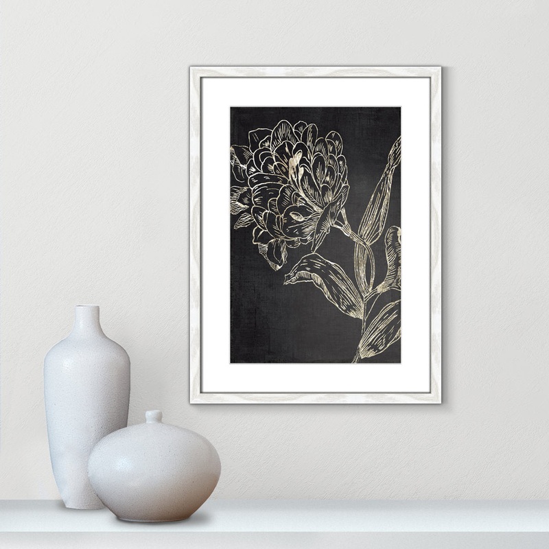 Golden Flower Folklore II by Asia Jensen – Picture Frame Graphic Art Joss & Main Size: 23″ H x 17″ W  Format: White Wood Grain Framed