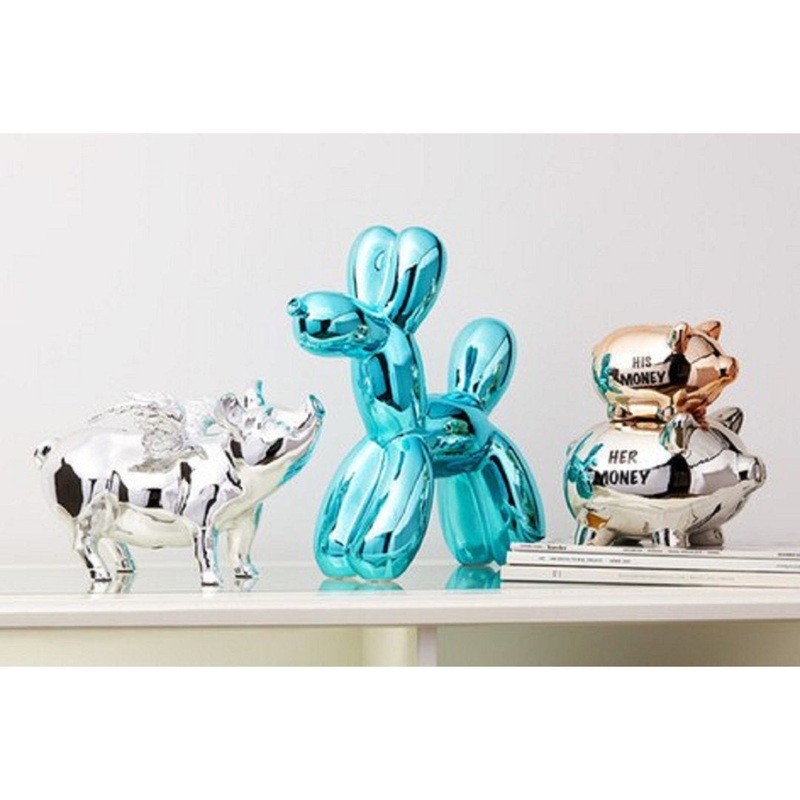 Porum Interior Illusions Plus Ceramic Dog Piggy Bank Wrought Studio Color: Aqua Size: 7.5″ H x 2″ W x 7.5″ D