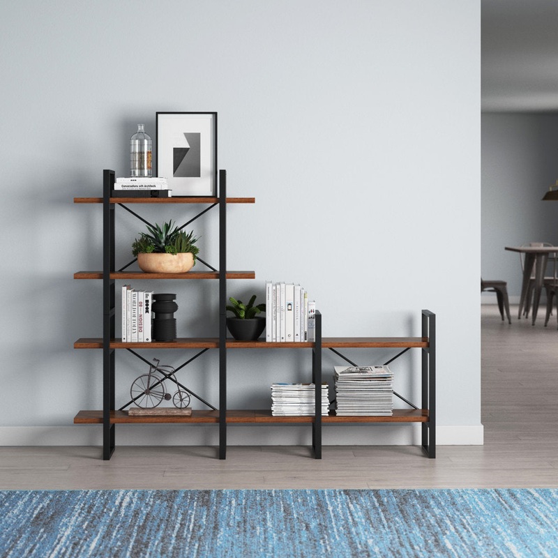 Bjartmar 56.69″ H x 70.86″ W Metal Etagere Bookcase 17 Stories