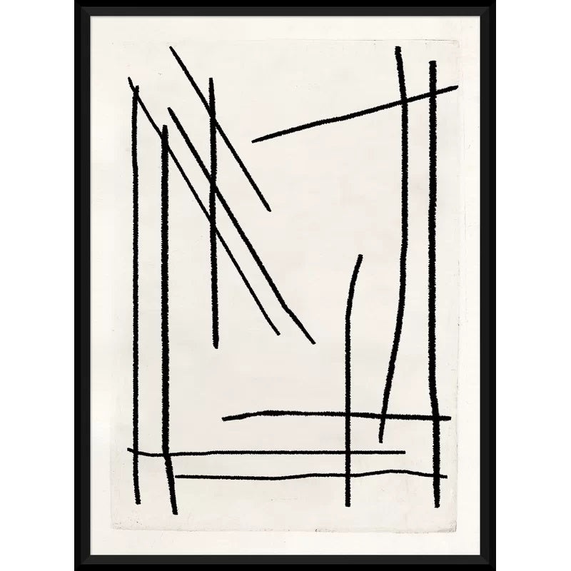 Geometric Lines Watercolor Painting Print With Frame 17″x21″