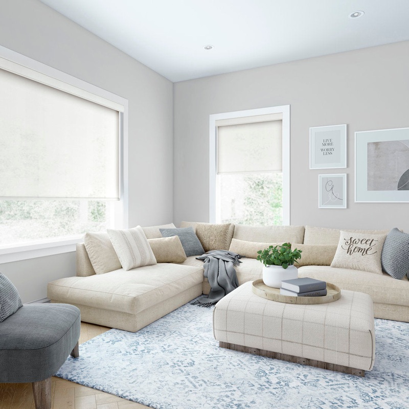 LEVOLOR Custom Cordless Light Filtering Roller Shades, Heathered in Whisper LEVOLOR Width: 37″W, Length: 24″L