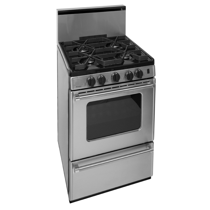 Premier P24B3202PS 24 in. ProSeries Freestanding Battery Spark Sealed Burner Gas Range in Stainless Steel