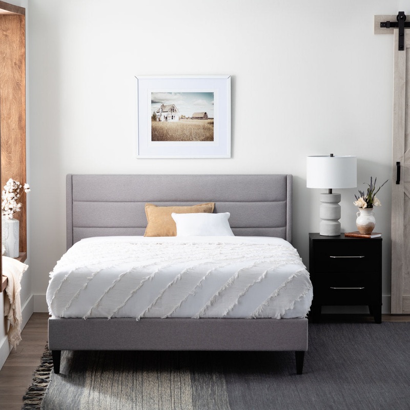 Scarlett Upholstered Platform Bed with Triple-Lined Headboard Mercury Row Color: Stone Size: King