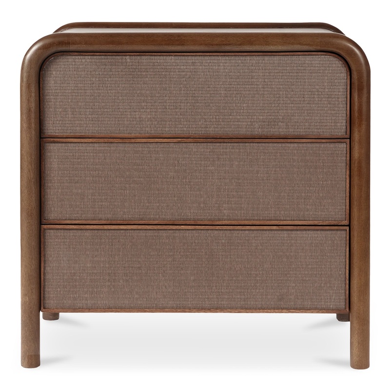 Artisanal Woven Nightstand with 3 Drawers