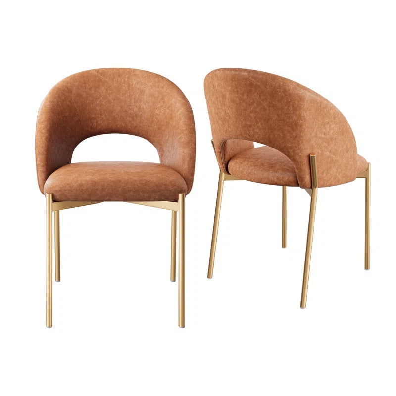 Morden Pu Leather Dining Chairs With Metal Legs (set Of 2)