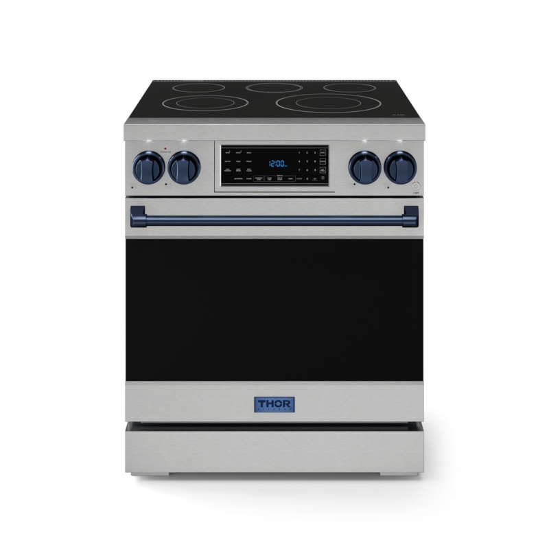 Thor Kitchen RSE30BLU 30 Inch Professional Electric Range With Tilt Panel Touch Control In Stainless Steel/Navy Blue Gordon Ramsay Series – Rse30-Blu