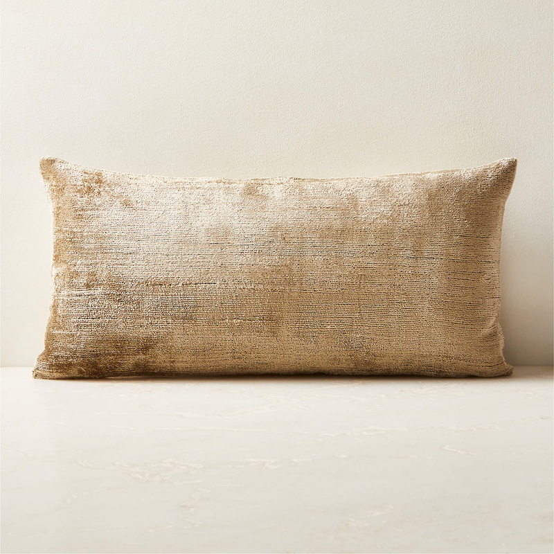 Truette Light Olive Green Turkish Silk Throw Pillow 23×11