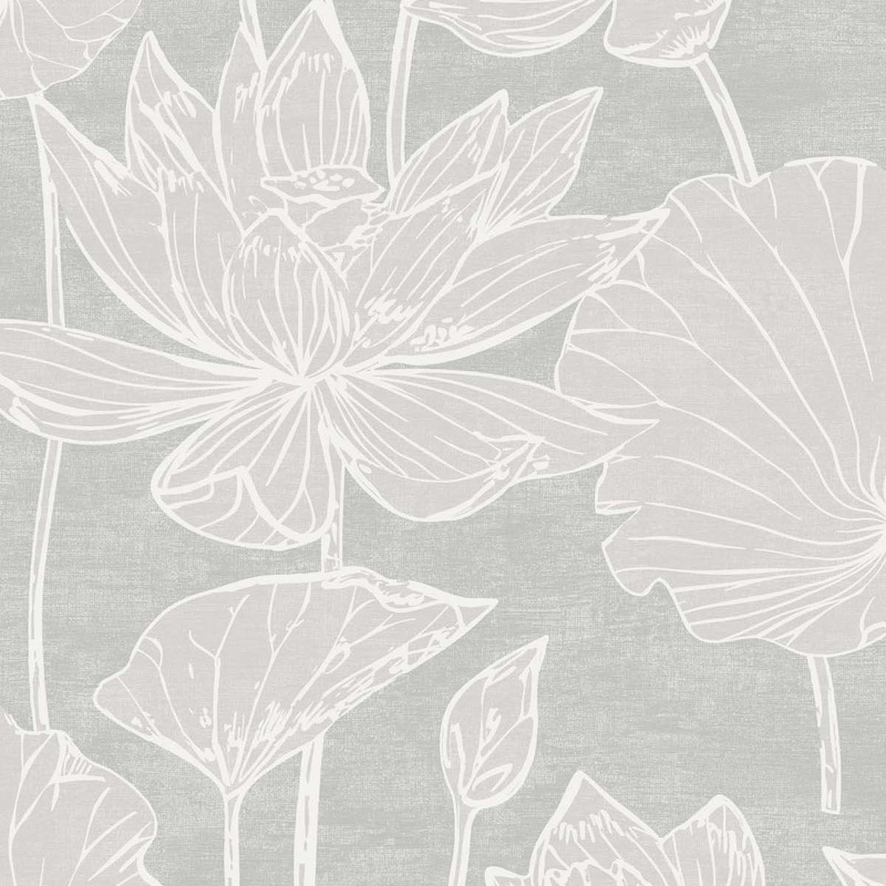 White Heron Water Lilies Wallpaper