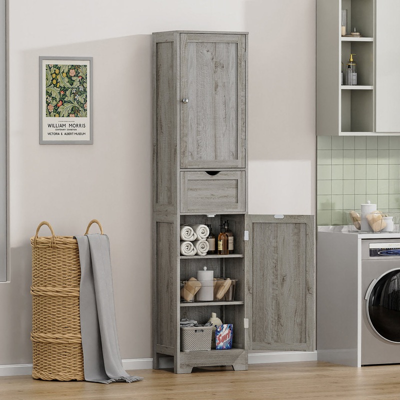 67.13″ Tall Storage Cabinet with 2 Doors & 1 Drawer Red Barrel Studio Color: Gray