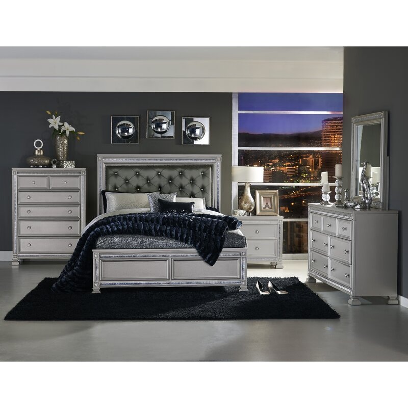 Lybarger Tufted Low Profile Panel Bed-Queen