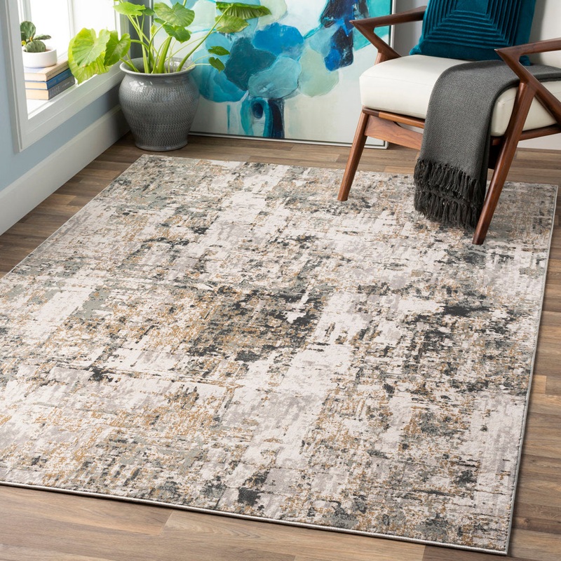 Maddux Abstract Machine Woven Gray/White/Tan Area Rug Trent Austin Design Rug Size: Rectangle 5’3″ x 7’3″