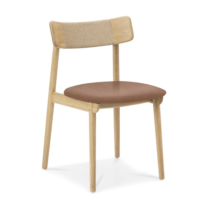 Solum Elegant Oak Dining Chair – Natural Leather