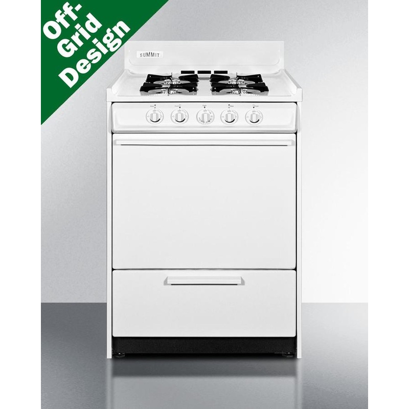 Summit WLM610P 24″ Wide Propane Gas Range, Battery Start