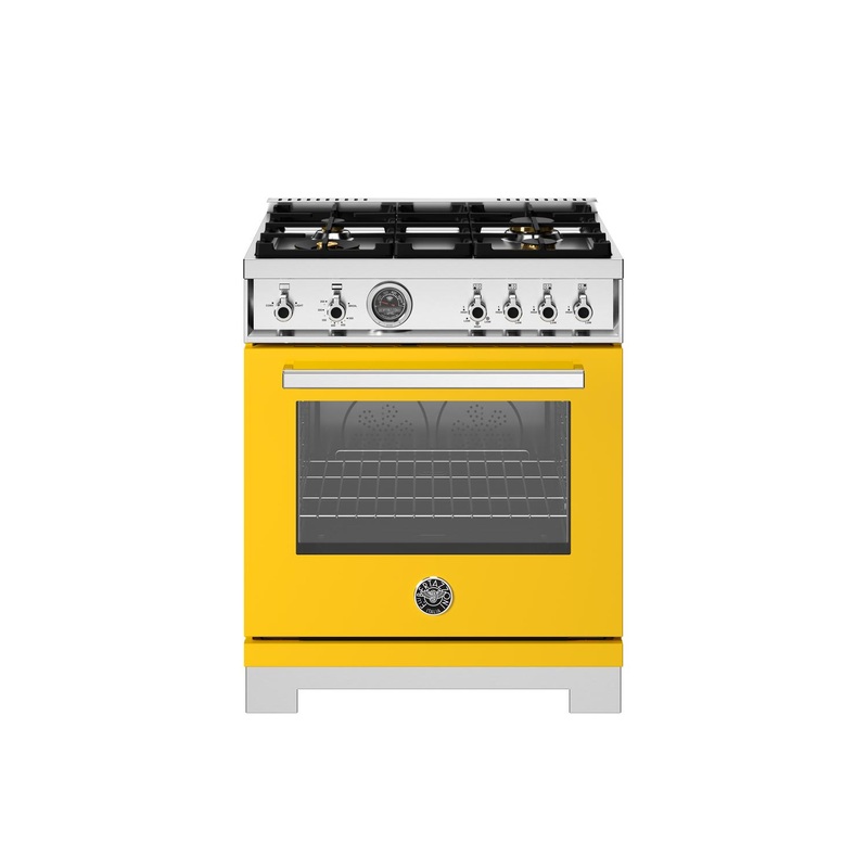 Bertazzoni PRO304BFGMGIT 30 Inch All Gas Range, 4 Brass Burners Giallo