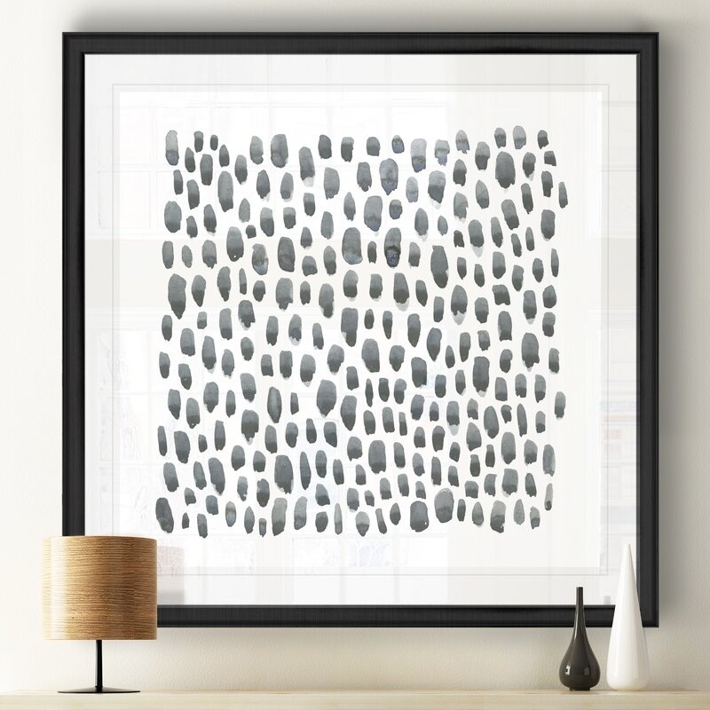 Blue Gray Tessera I Painting Print on Canvas With Frame-34.5″x34.5″