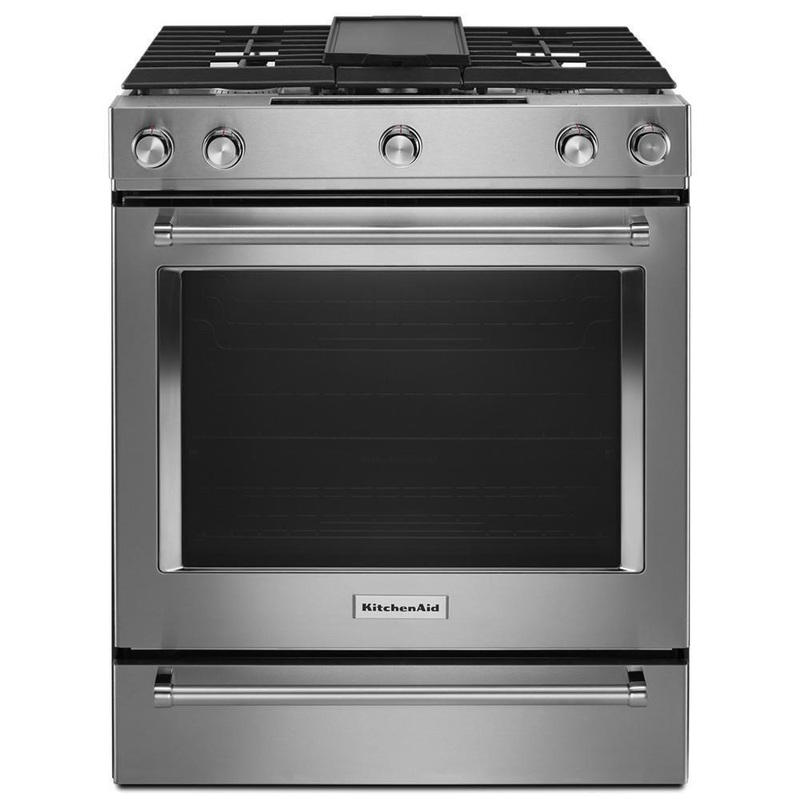 Kitchenaid KSDB900ESS 30-Inch 5-Burner Dual Fuel Convection Slide-In Range with Baking Drawer