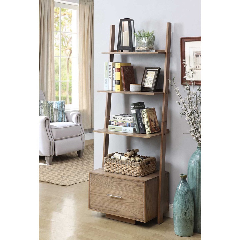 69” H x 24.75” W Solid Wood Ladder Bookcase Ebern Designs Color: Driftwood