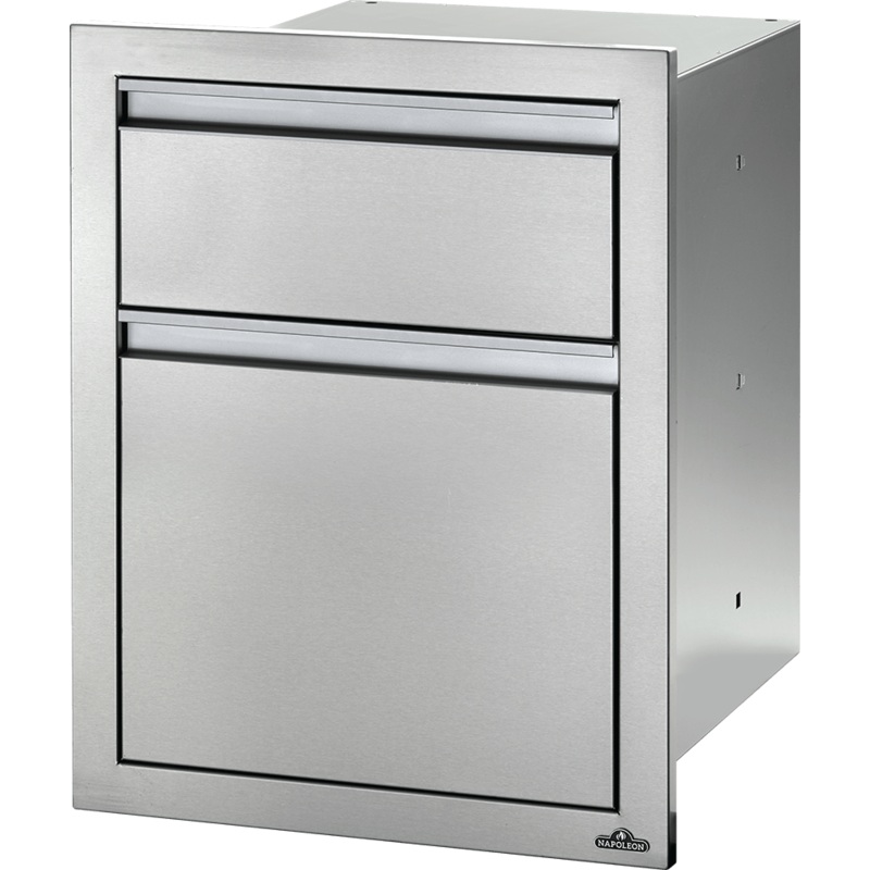 Napoleon Bbq BI18241W 18 x 24 inch Double Drawer: Waste Bin with Waste Bin, Stainless Steel