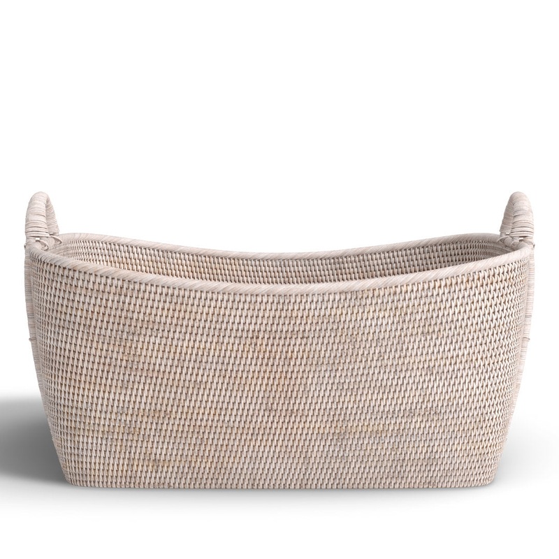 Thelma Rattan Basket Birch Lane Color: White Wash Size: 14″ H x 31″ W x 25″ D