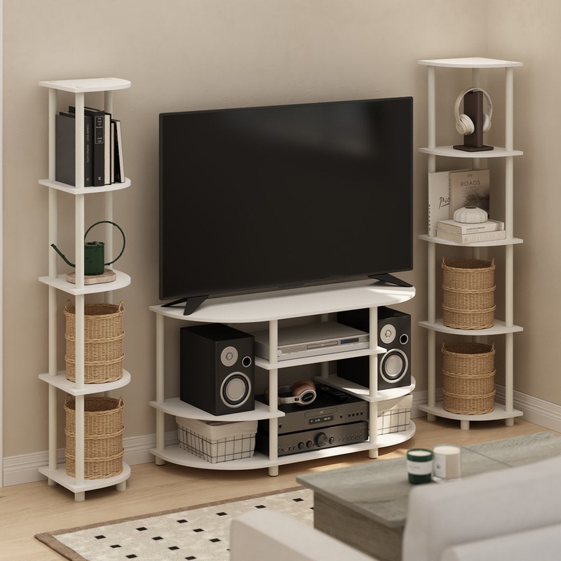 57.7″ H x 11.6″ W Plastic Corner Bookcase (Set of 2) Symple Stuff Color: White