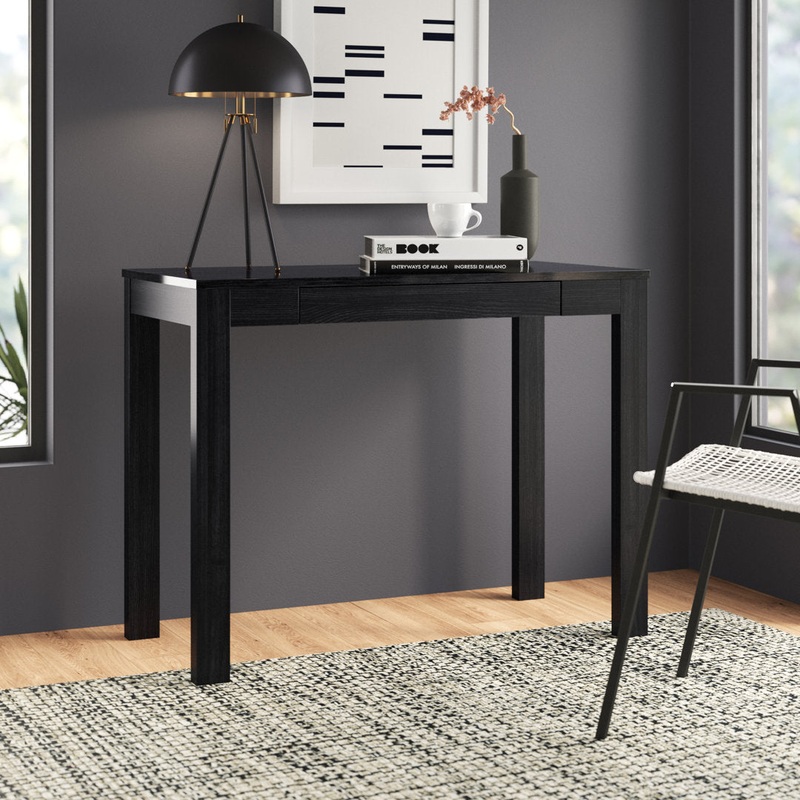 Genthner Writing Desk with Drawer Zipcode Design Color (Top/Frame): Black/Black
