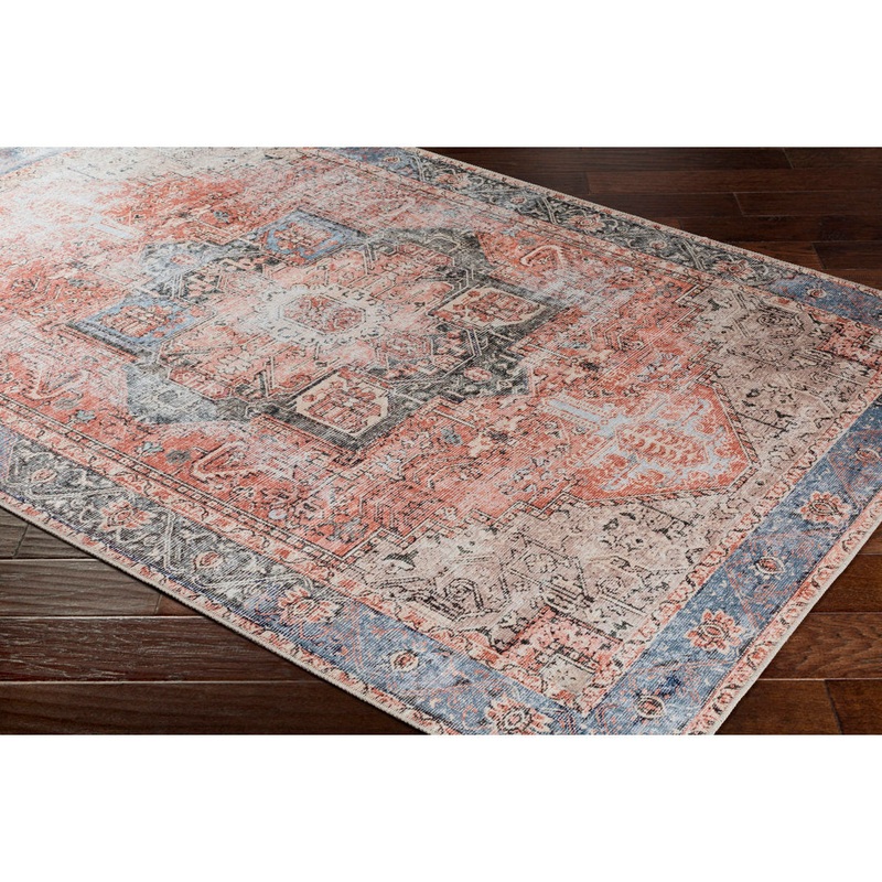 Mya Machine Washable Oriental Brick Red/Light Gray Area Rug World Menagerie Rug Size: Rectangle 2′ x 3′