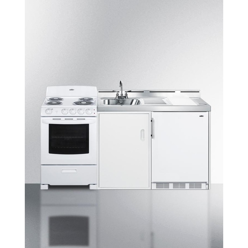 Summit ACK72COILW 72″ Wide All-in-one Kitchenette With Electric Coil Range