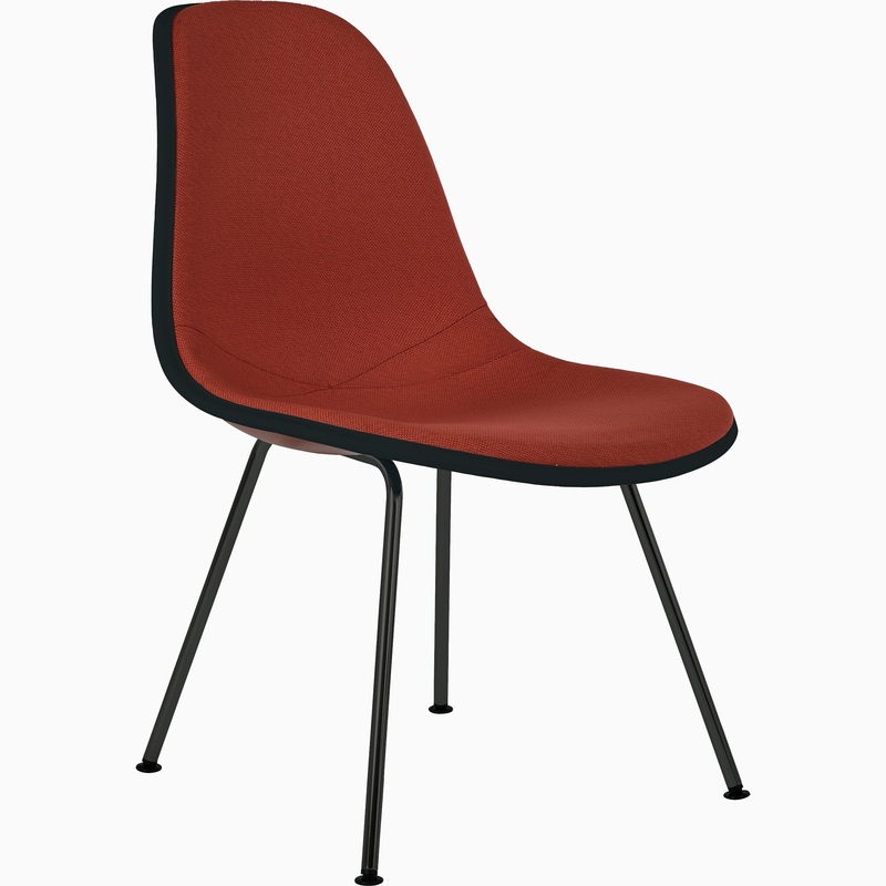 Eames Molded Plastic Upholstered Side Chair with 4 legged Base