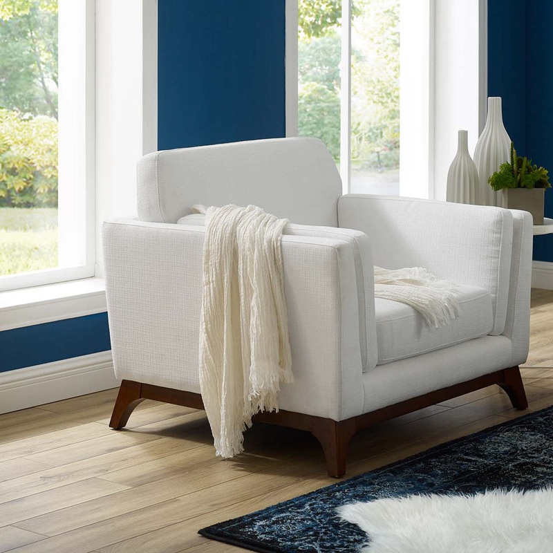 Bartouille Upholstered Fabric Armchair Union Rustic Fabric: White Polyester